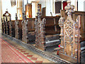 TM0780 : The church of St John the Baptist in Bressingham - C16 bench ends by Evelyn Simak