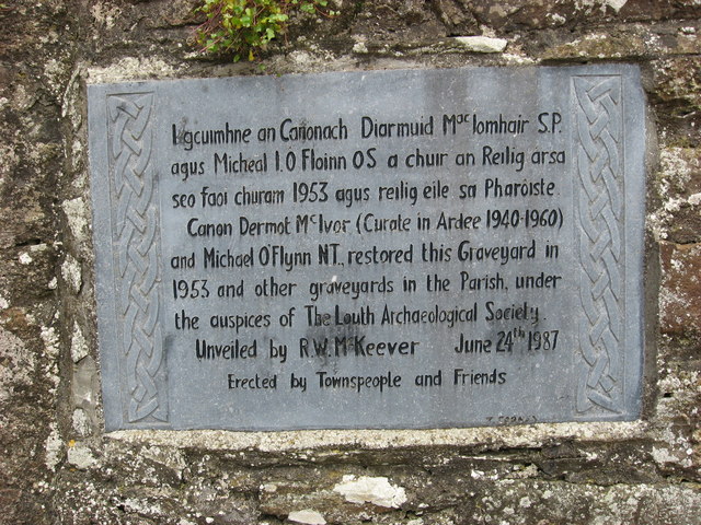 Plaque at The Jumping Church, Kildemock