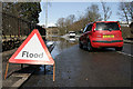 Negotiating a flooded road in Darnick