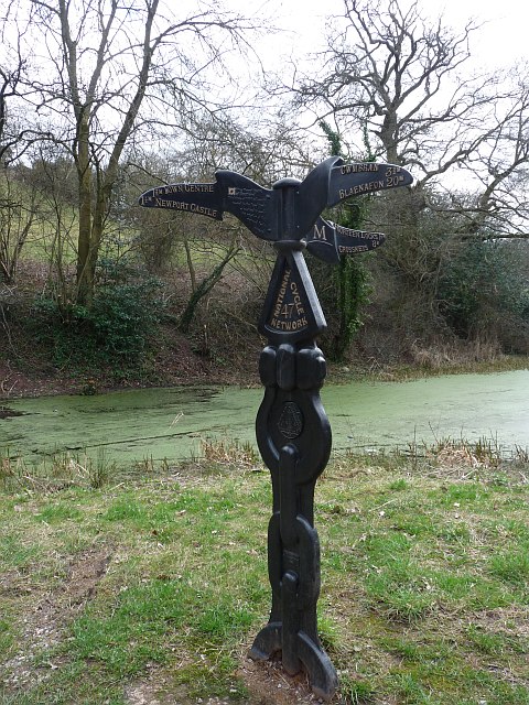 Milepost at a National Cycle Network junction