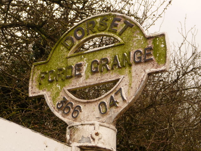 Thorncombe: detail of Forde Grange signpost