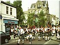 A pipe band in the Ancient Order of Hibernians parade in Hill Street