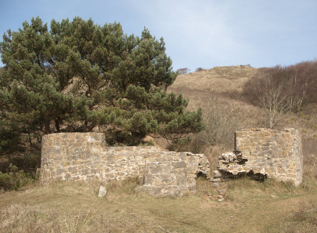 Structure at disused rifle range in the east of Merthyr Mawr Warren
