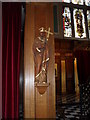 St Andrew statue within his church in Holborn