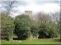 Ruins in front of Old Church of St Helen