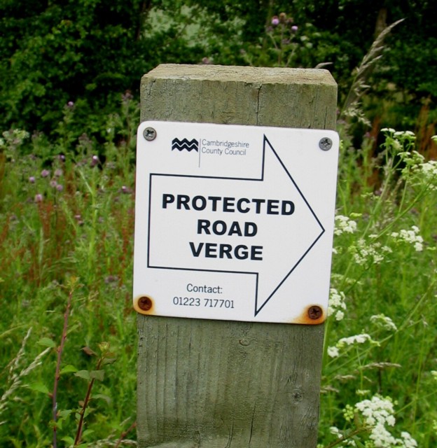 Protected road verge sign on Morborne Hill