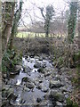 Looking downstream from the footbridge over the river Sychnant, near Melin-y-Coed