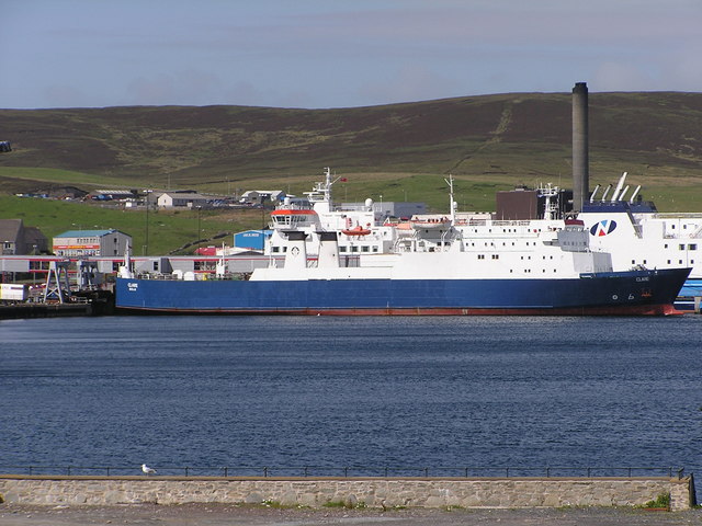Cargo vessel Clare at Holmsgarth ferry terminal