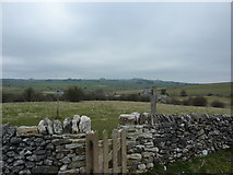 SK1565 : Walls, stile and posts at top of Fern Dale by Peter Barr