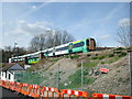 Southern train approaching Smitham station