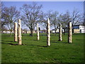 Wooden sculptures in Cottons Park