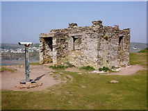 SX6443 : Abandoned building with telescope, on Burgh Island summit by Roger Cornfoot