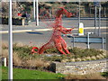 Dragon sculpture on a roundabout, Carmarthen