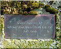 Detail of plaque at River Rha footbridge