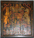 TF5414 : St Lawrence's church in Tilney St Lawrence - royal arms by Evelyn Simak