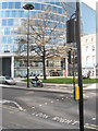 Motorcyclist at the lights in London Wall