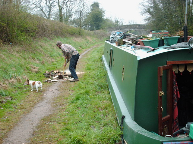 Axe wielding Boater with his  Jack Russell terrier