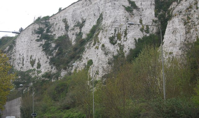 Cliff above the A26
