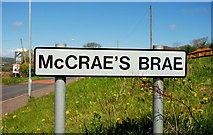 J4793 : McCrae's Brae sign, Whitehead by Albert Bridge