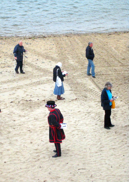 A Beefeater on the beach