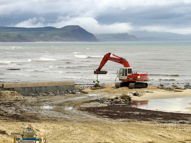 Lyme Regis beach being renovated