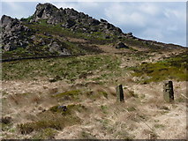 SK0061 : Disused gateway between Hen Cloud and The Roaches by Richard Law
