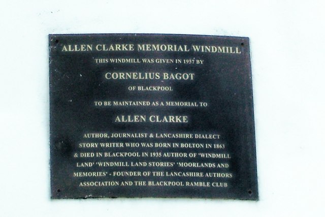 Allen Clarke Plaque, Little Marton Windmill, Blackpool
