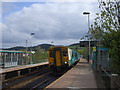ST1486 : Rhymney-bound train entering Aber station, Caerphilly by John Lord