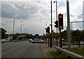 Traffic lights on the North Orbital road near junction 6 M1 motorway