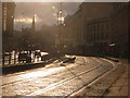 Sheffield: the sun reflects off Commercial Street