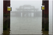 TQ3003 : The ghost of a skeleton - Brighton West Pier by Robin Webster