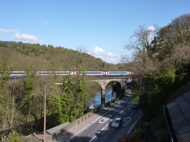 Some cars, a train and the River Derwent