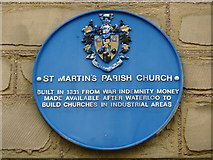 SE1423 : St Martin's Parish Church, Brighouse, Blue plaque by Alexander P Kapp