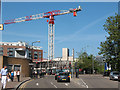 Tower crane constructing Rotherhithe Library