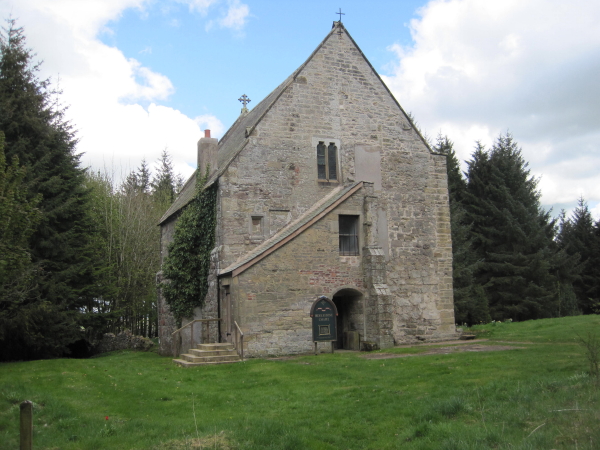 Biddlestone Hall chapel, tower house and air raid shelter