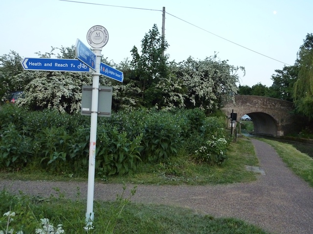 Towpath, National Cycle Network Signs and Bridge, Grand Union Canal