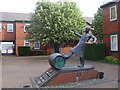 Statue in Coopers Yard, Curran Rd, Cardiff