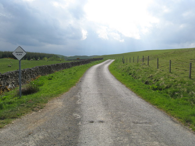 Minor road heading past Branxholme Easter Loch