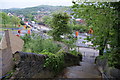 Rainy view from the top of the steps