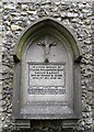 Memorial on the tower at St Mary, Downe