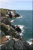 SH2576 : Cliffs at Bwa Gwyn by Anne Burgess