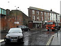 Wet conditions at the junction of Fisherton Street and South Western Road