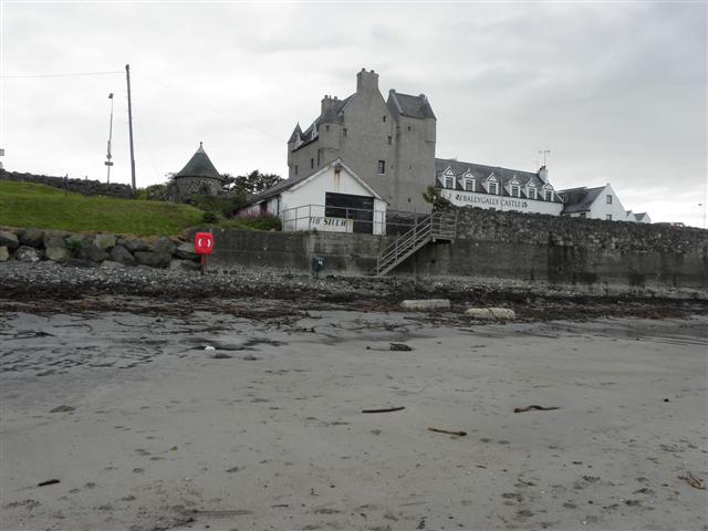 Ballygally Castle Hotel, as seen from the beach