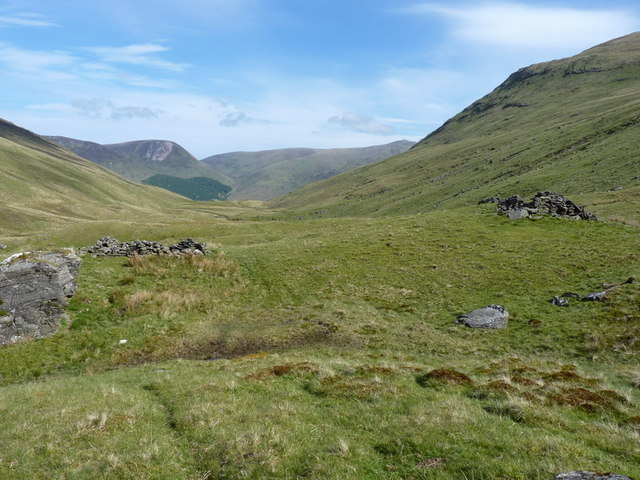 Shielings in the middle part of the Allt... © Richard Law cc-by-sa/2.0 ...