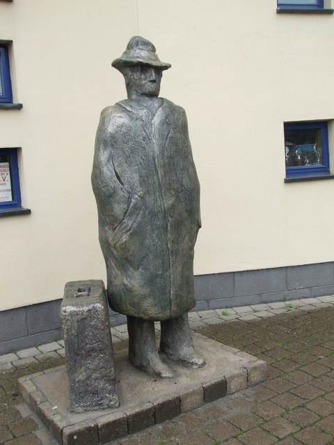 Passenger with suitcase sculpture, Omagh