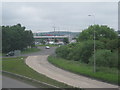 Tesco from the footbridge over the M181