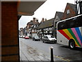 Colourful coach in New Street