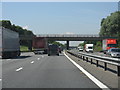 M62 motorway approaching Ring Farm overbridge