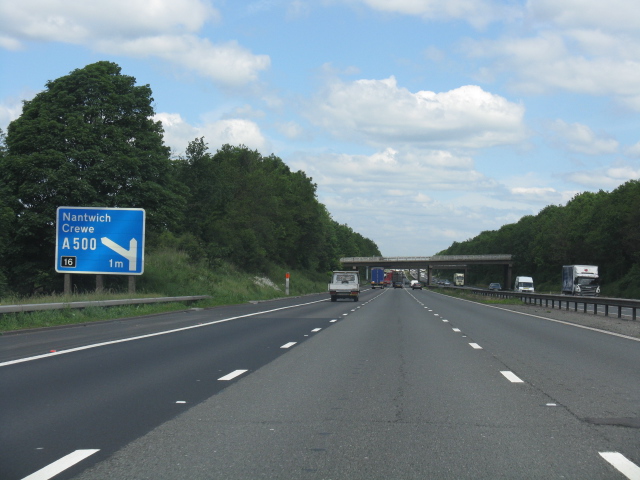 M6 motorway - 1 mile to junction 16 © J Whatley cc-by-sa/2.0 ...