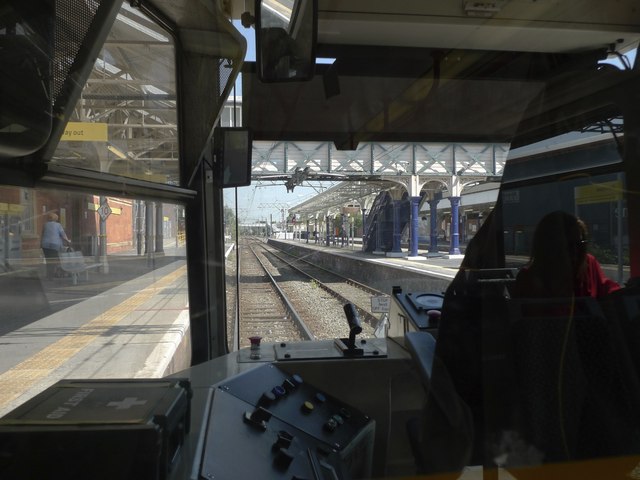 Altrincham station from the Metro driver's cab